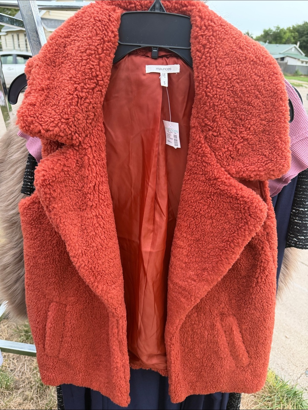 Maurices Rust Orange Teddy Faux Shearling Jacket